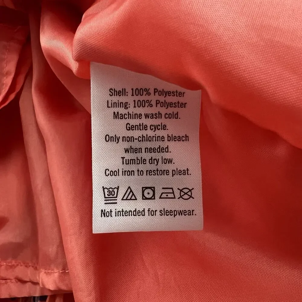 Janie And Jack Girl Vivid Coral Floral Print Chiffon Pleated Sleeveless Dress 6